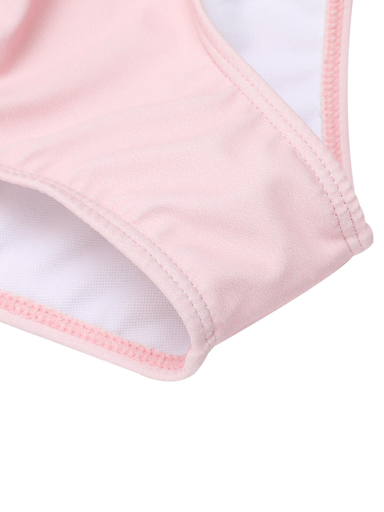 Pink 1940s Rose Strap One-piece Swimsuit