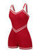 [Pre-Sale] Red 1940s Solid Patchwork V-Neck Swimsuit