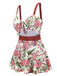 Pink 1940s Floral Strap One-Piece Swimsuit