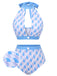 Blue 1940s Hole Collar Halter Swimsuit