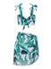 3PCS Green 1960s Strap Chiffon Bikini Set