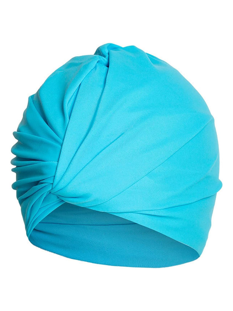 Retro Solid Pleated Wrap Swim Hat