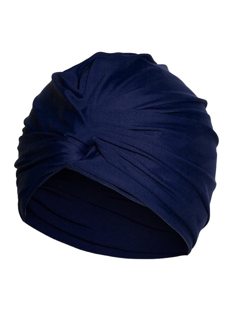 Retro Solid Pleated Wrap Swim Hat