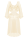 1950s Lace Ruffle Backless V-Neck Nightgown
