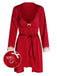 2PCS Red 1960s Lace Patchwork Nightgown