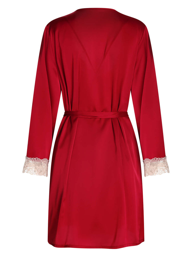 2PCS Red 1960s Lace Patchwork Nightgown