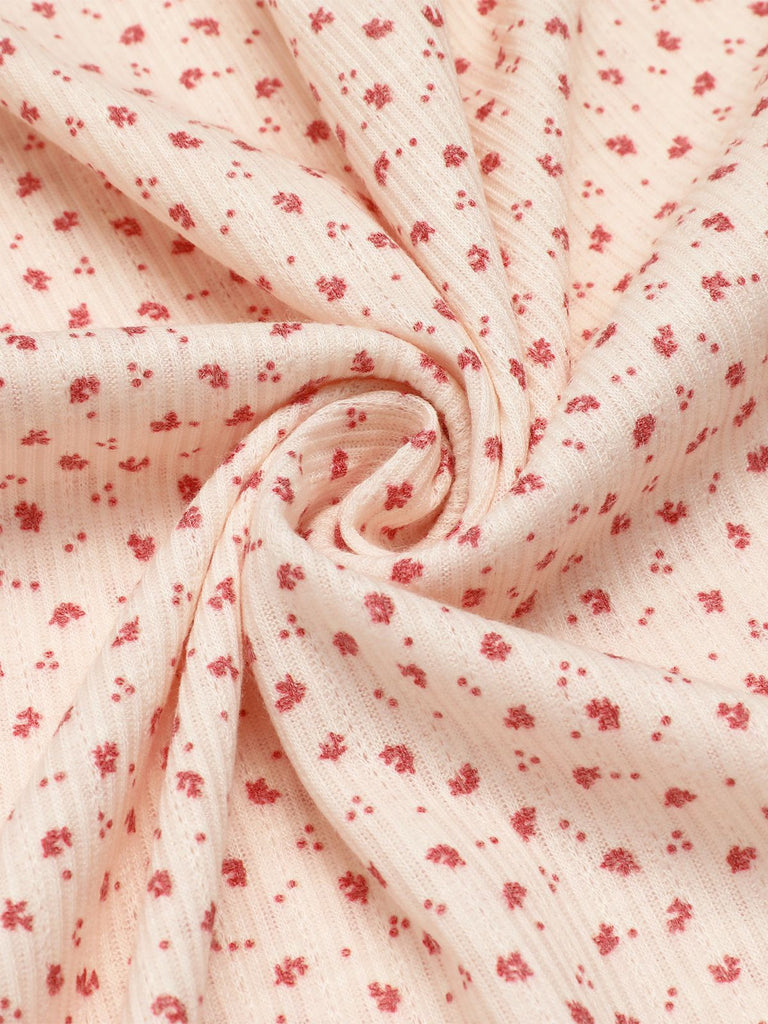 Pink 1960s Puff Sleeves Knitted Nightgown