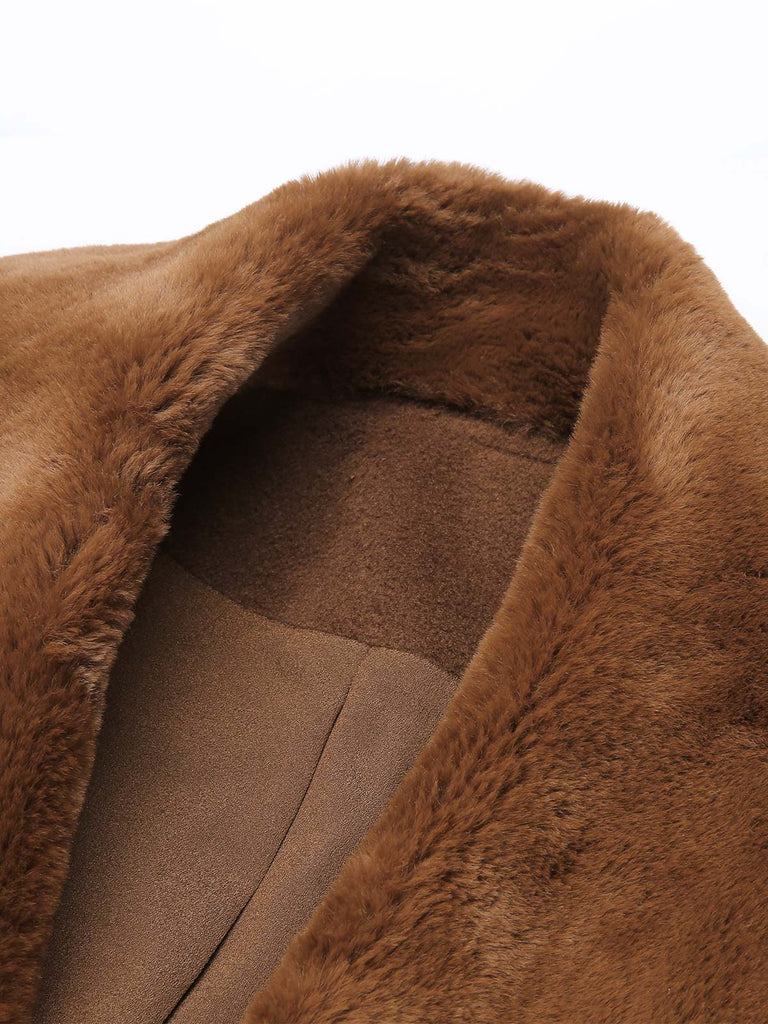 Brown 1950s Retro Fur Collar Bolero Jacket