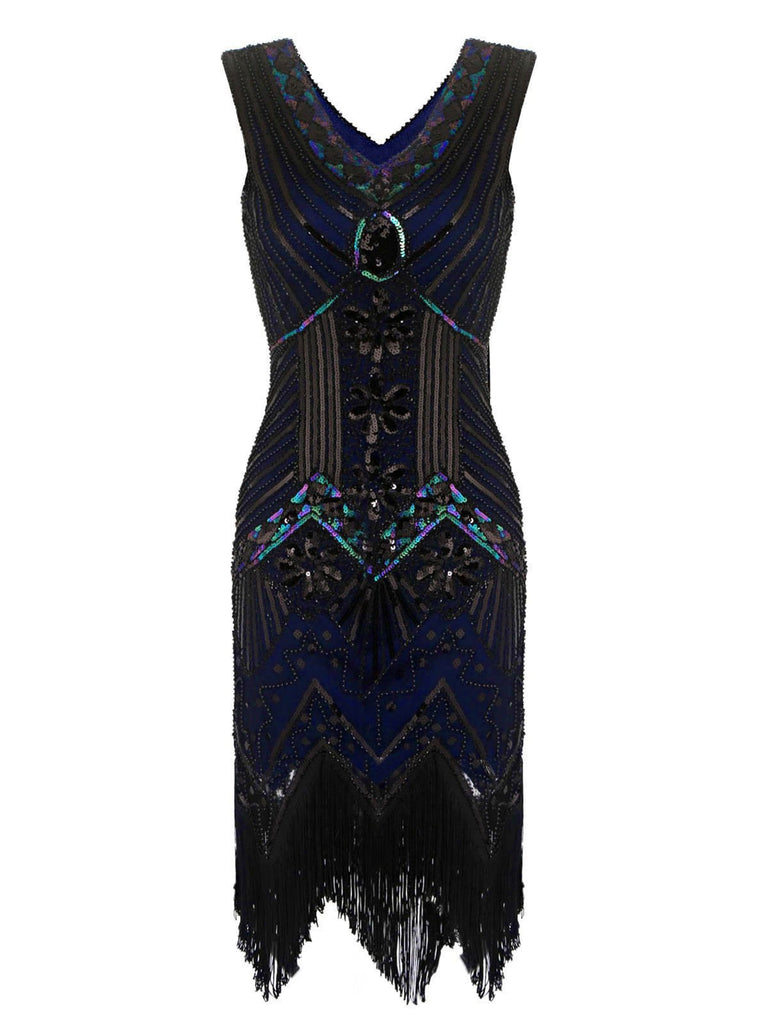 [US Warehouse] Blue 1920s Sequined Flapper Dress