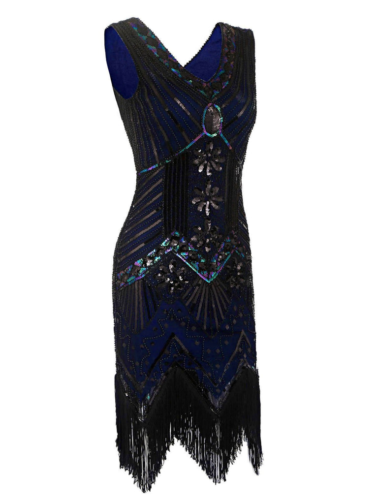 [US Warehouse] Blue 1920s Sequined Flapper Dress