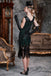 [US Warehouse] Dark Green 1920s Sequined Flapper Dress
