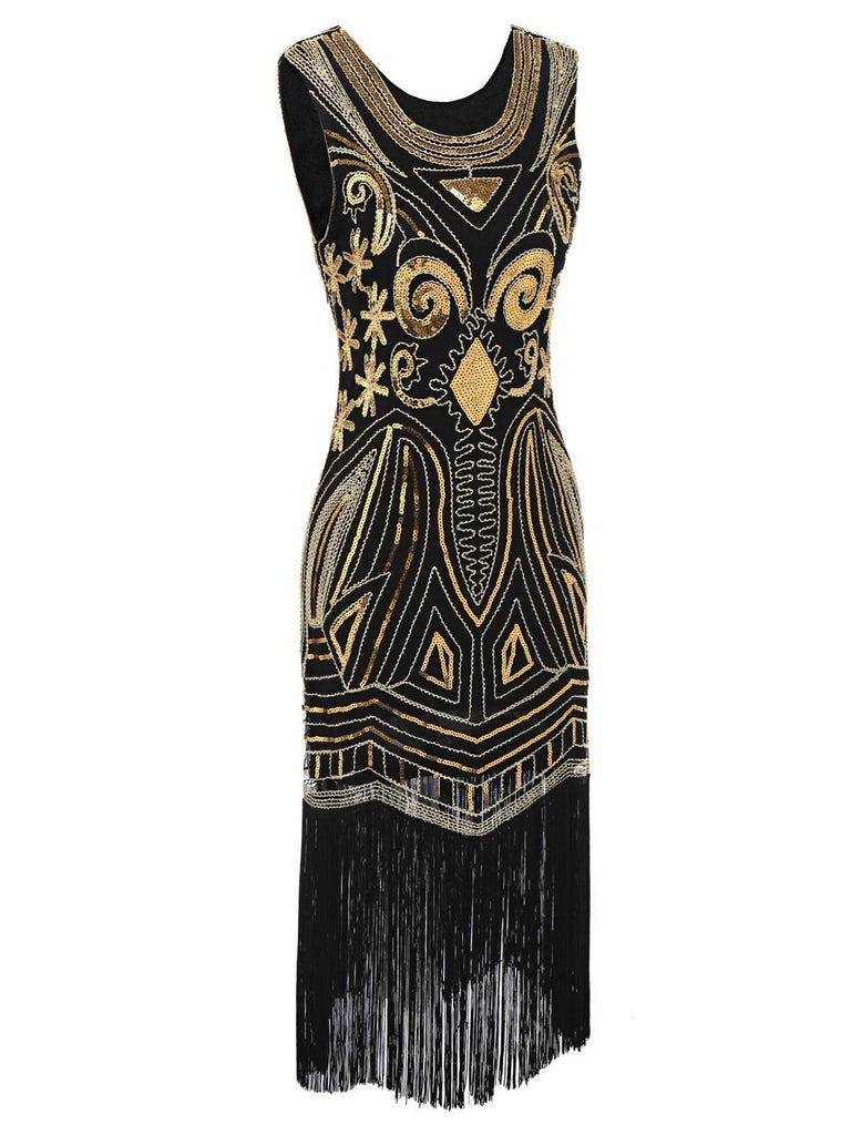 [US Warehouse] 1920s Sequined Fringe Flapper Dress
