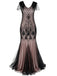 [US Warehouse] Pink 1920s Cap Sleeve Sequin Evening Dress