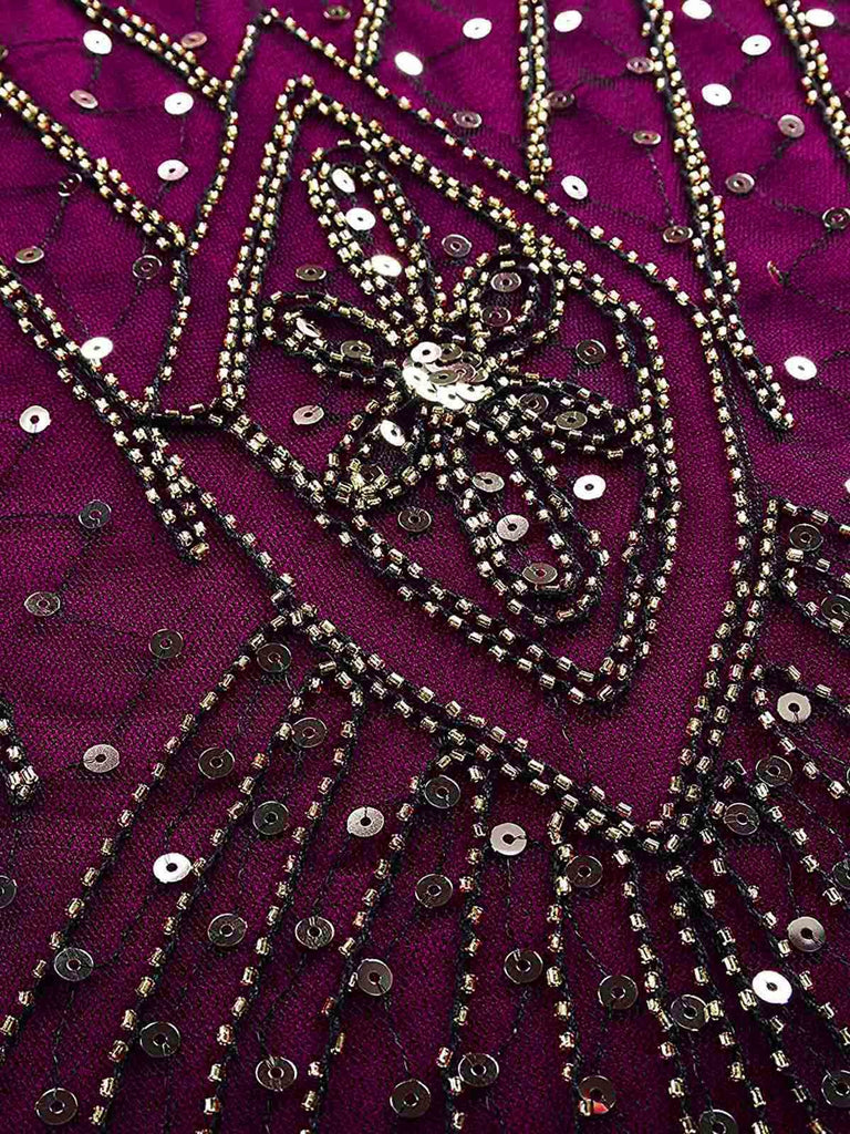 [US Warehouse] Rose Red 1920s Sequined Maxi Flapper Dress