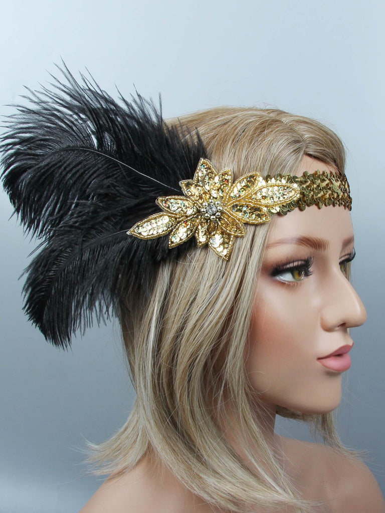 [US Warehouse] 1920s Sequin Feather Flapper Headband