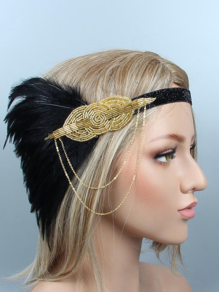 [US Warehouse] 1920s Feather Flapper Headband