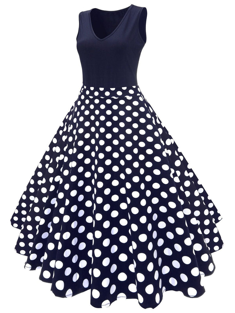 [US Warehouse] Blue 1950s Floral Plus Size Swing Dress