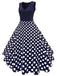 [US Warehouse] Blue 1950s Floral Plus Size Swing Dress
