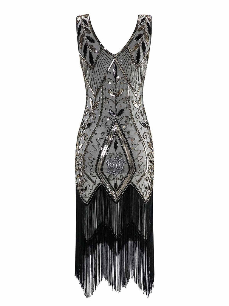 [US Warehouse] White 1920s Sequined Fringe Dress
