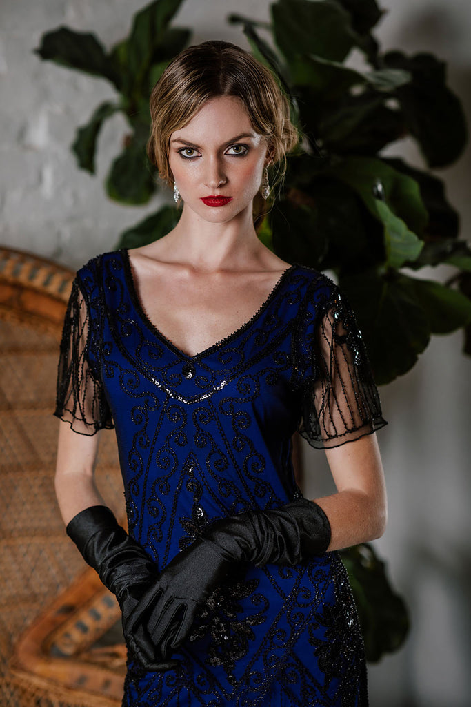 [US Warehouse] Blue 1920s Sequin Art Deco Flapper Dress