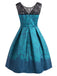 Blue 1950s Floral Sweetheart Swing Dress