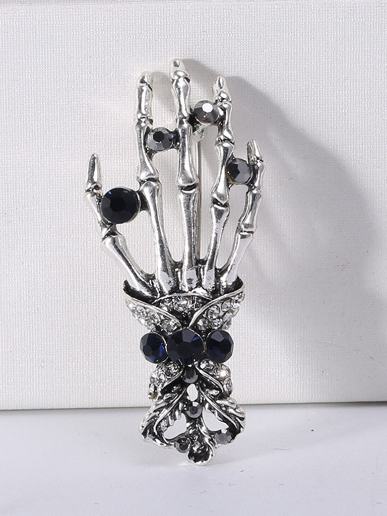 Retro Halloween Skeleton Hand Brooch