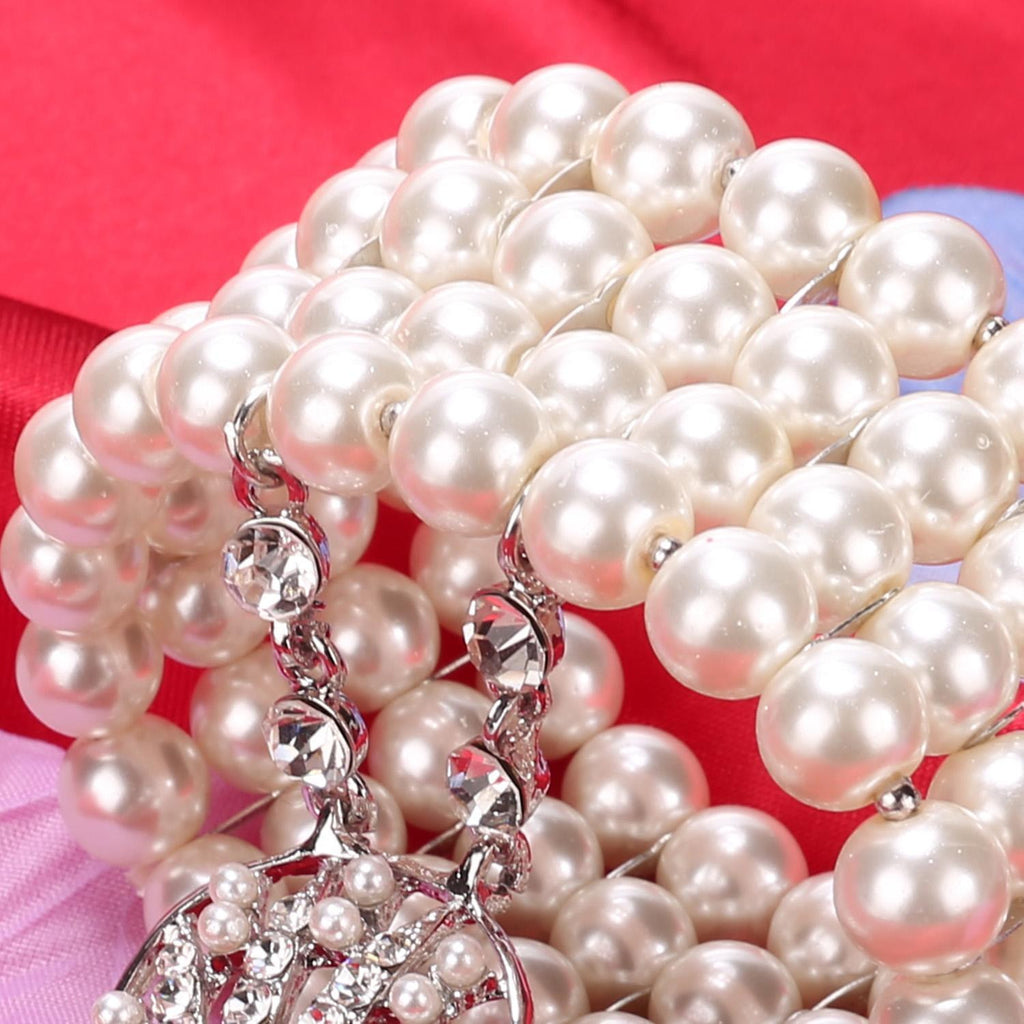 This Silver 1920s Pearl Flapper Bracelet is 1920s romance against her skin