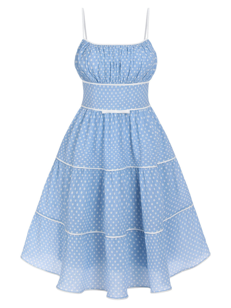 Sky Blue 1950s Strap Polka Dot Swing Dress — vintage elegance for the modern woman