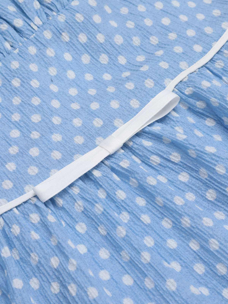 Sky Blue 1950s Strap Polka Dot Swing Dress: timeless style reimagined