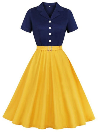 Snow White Style Button 1950s Dress, classic 1950s style elegant retro fashion - Image 1