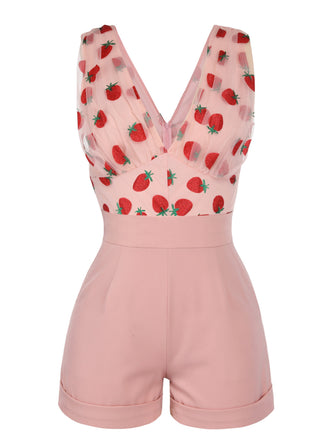 Strawberry Pink 1950s Patchwork Lace Romper: timeless style reimagined