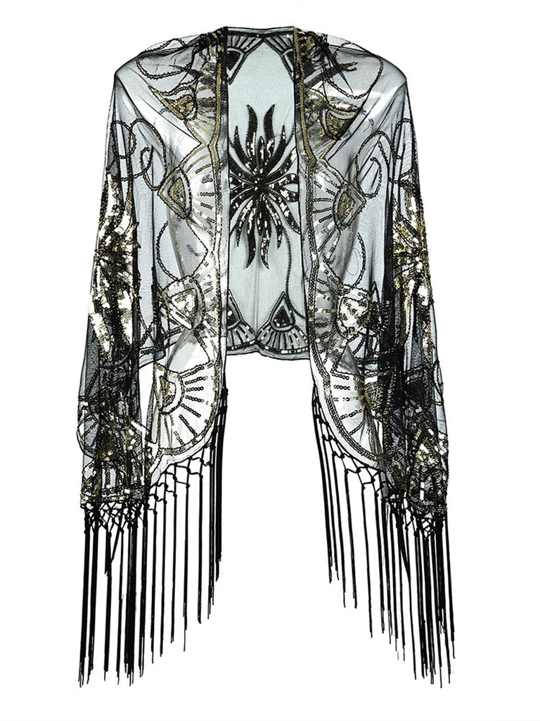 Vintage Sequin Handmade Fringed Cape - vintage fashion, retro style