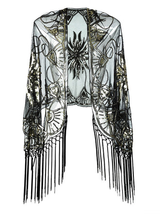 Vintage Sequin Handmade Fringed Cape: timeless style reimagined