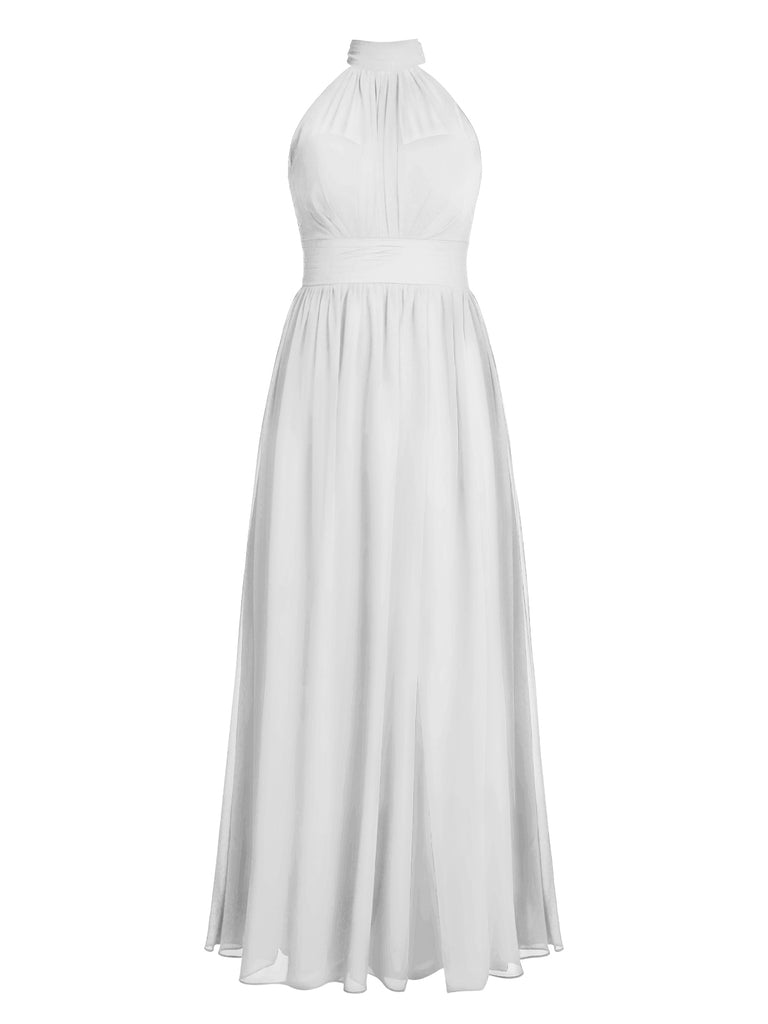 1950s Chiffon Sleeveless Solid Vintage Dress