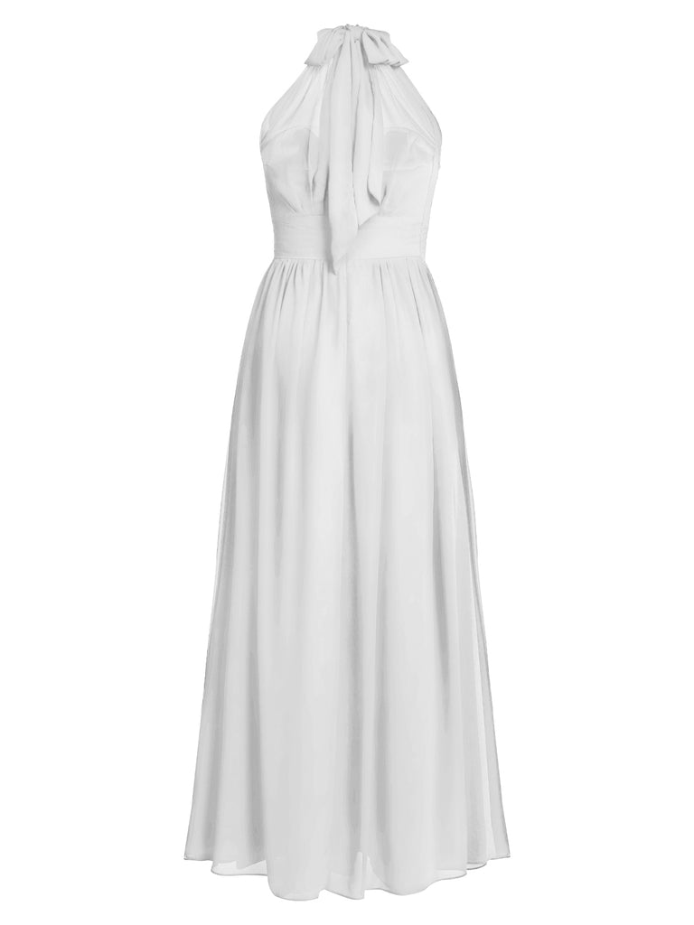 1950s Chiffon Sleeveless Solid Vintage Dress