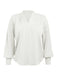 1930s Retro Solid V-neck Puff Sleeve Blouse