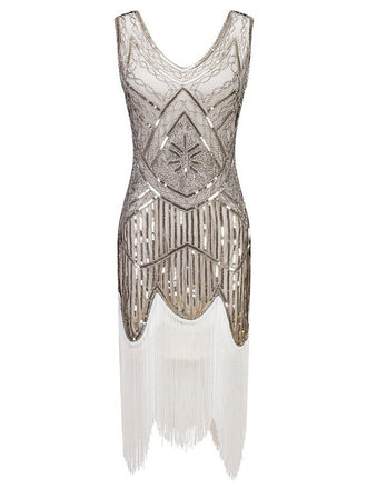 She slips into this White 1920s Fringed Flapper Dress and suddenly it's a 1920s daydream