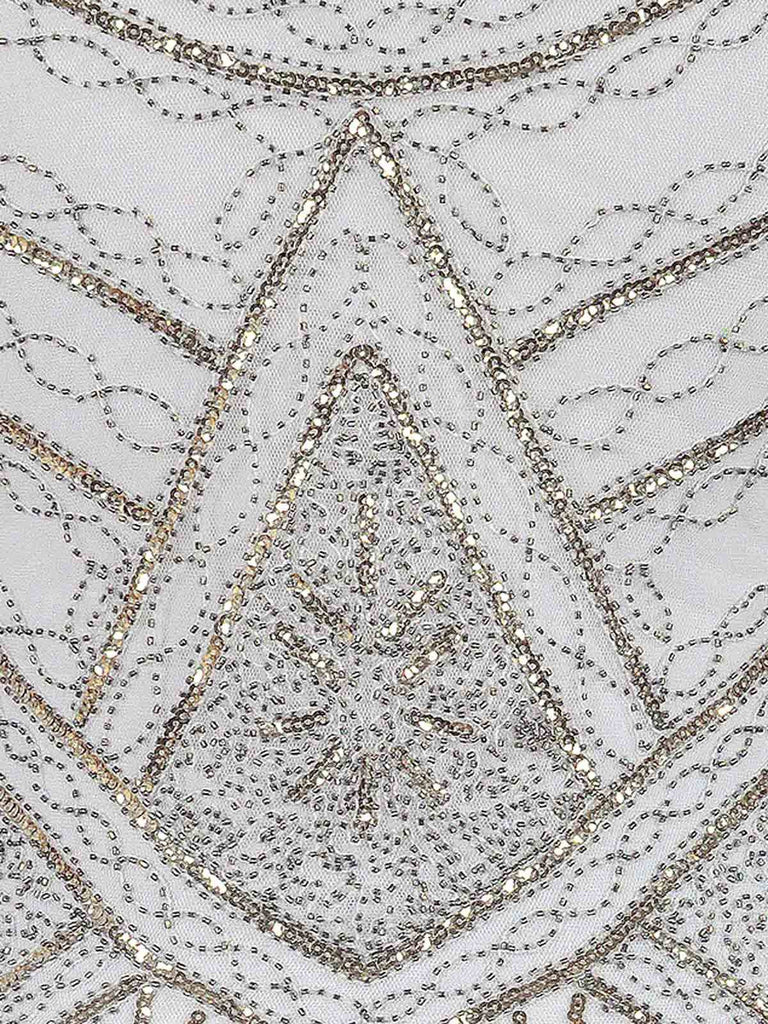white sequin flapper dress White 1920s Fringed Flapper Dress