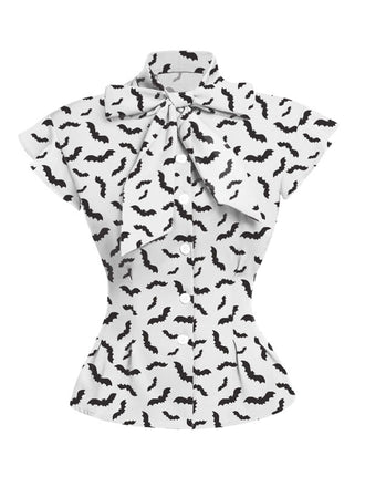 White 1950s Bow Bat Blouse Top: timeless style reimagined
