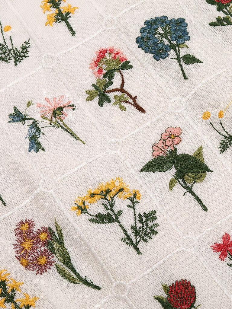 1950s Floral Embroidery Crop Top | 1950s | vintage blouse, retro top