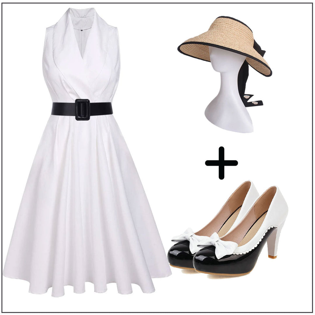 White 1950s Halter Belted Swing Dress — vintage elegance for the modern woman
