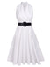 White 1950s Halter Belted Swing Dress: timeless style reimagined
