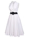 White 1950s Halter Belted Swing Dress — vintage elegance for the modern woman