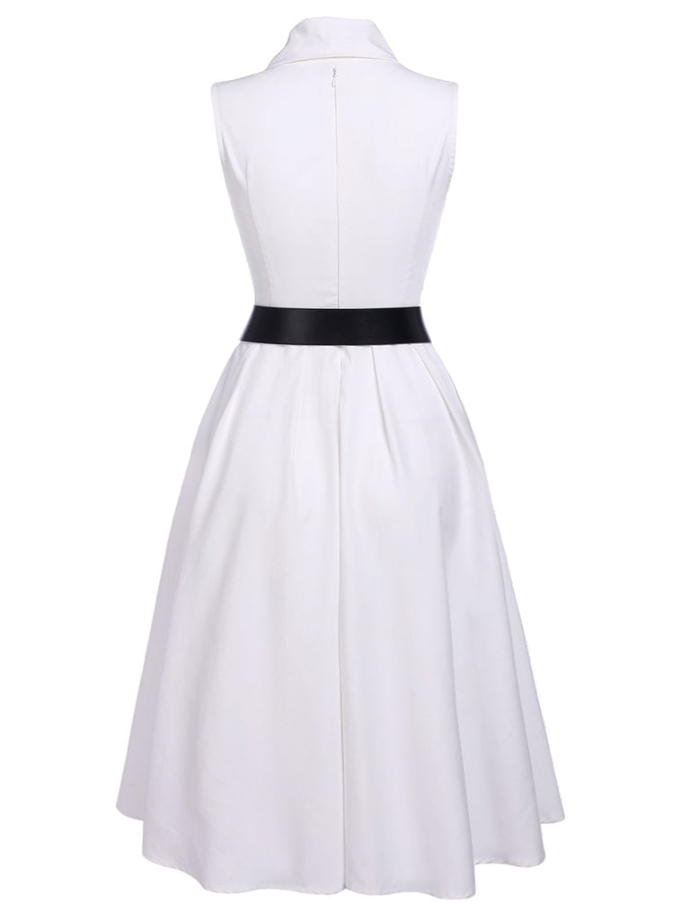 White 1950s Halter Belted Swing Dress: timeless style reimagined