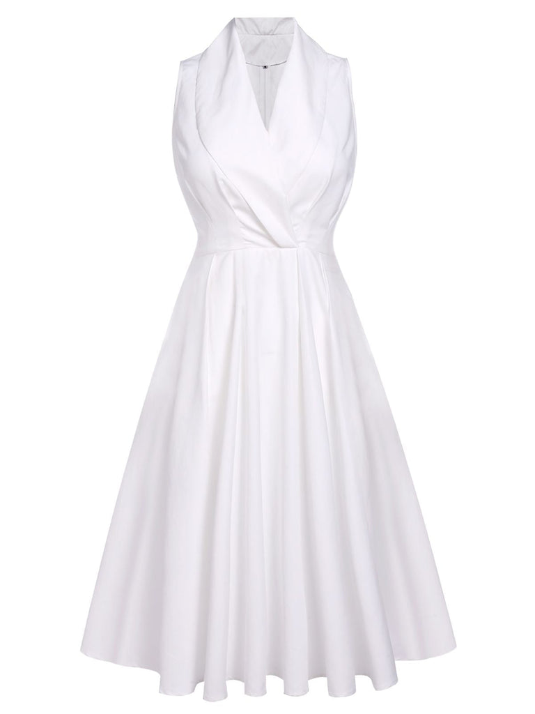 White 1950s Halter Belted Swing Dress — vintage elegance for the modern woman