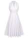 White 1950s Halter Belted Swing Dress — vintage elegance for the modern woman