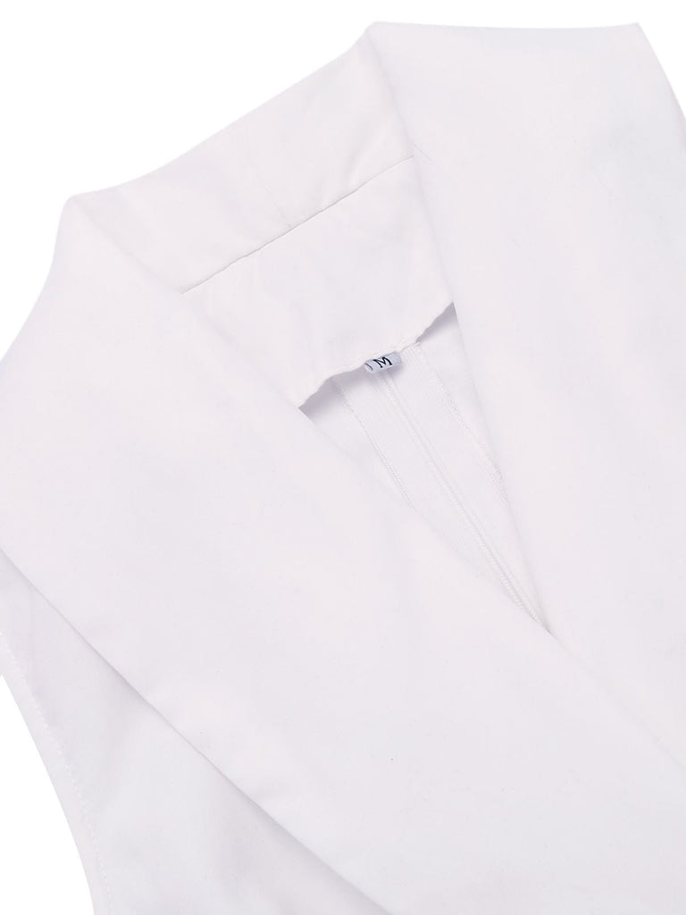 White 1950s Halter Belted Swing Dress: timeless style reimagined