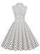 White 1950s Polka Dot Lapel Swing Dress: timeless style reimagined