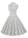 White 1950s Polka Dot Lapel Swing Dress — vintage elegance for the modern woman