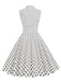 White 1950s Polka Dot Lapel Swing Dress: timeless style reimagined